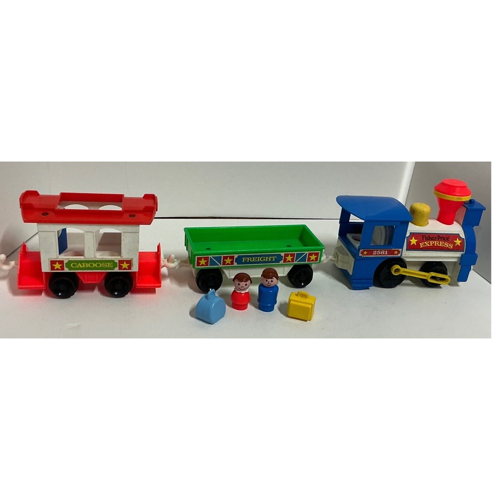 Fisher-Price Vintage 1986 Express Train Set 2581 Little People Figures 3-Car Set